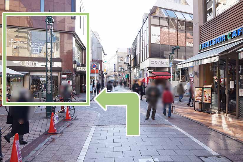 踏切を渡った一つ目の十字路の右手のビルに当クリニックがあります